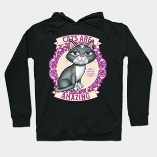 Cute Kitty Cat on Purplish Wreath Cats are Amazing Hoodie